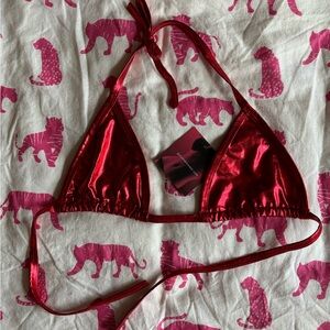 BNWT red metallic bikini top SZ MEDIUM